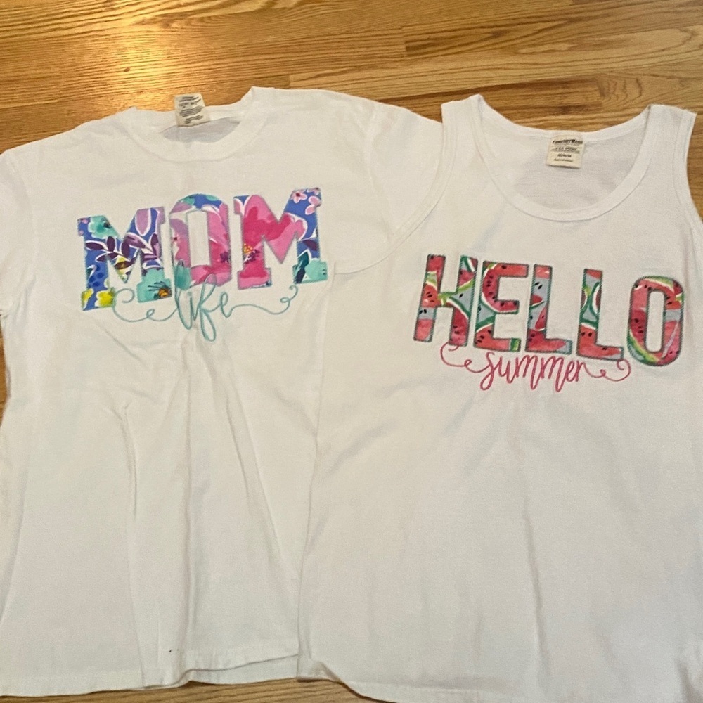 Comfort Colors White Graphic Tank and Tee Set